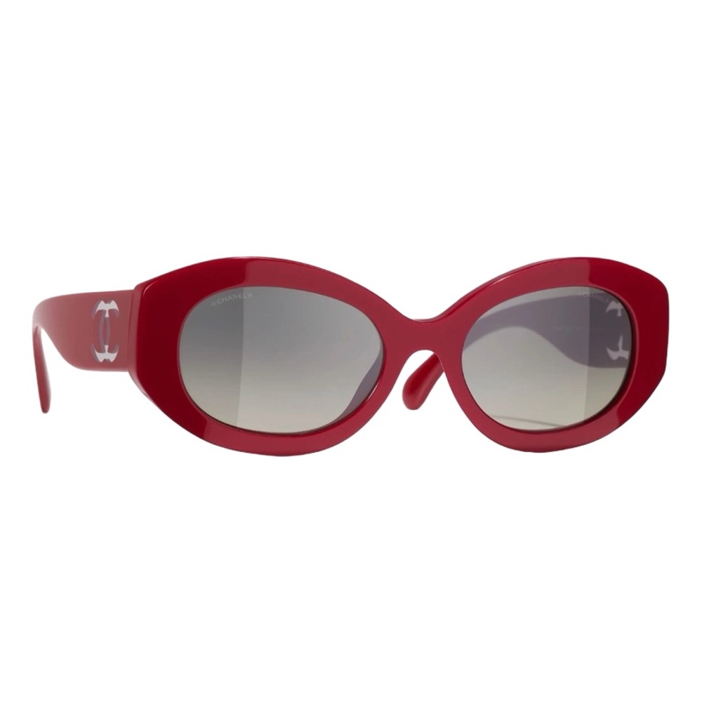 Chanel Deep Red Oval Sunglasses NWT